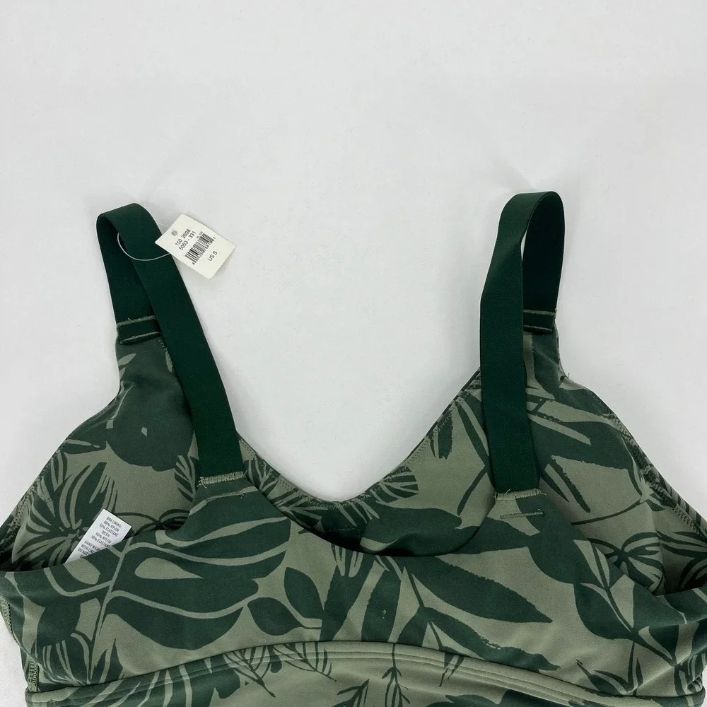 OFFLINE by Aerie Real Me Green Tropical Palm Print Sports Bra‎ Medium Support S